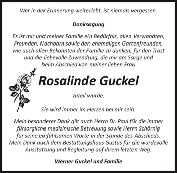 Traueranzeige von Rosalinde Guckel  von Magdeburger Volksstimme