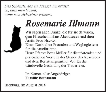 Traueranzeige von Rosemarie Illmann  von Magdeburger Volksstimme