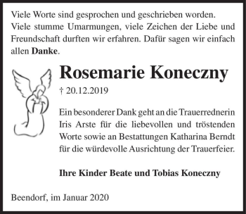 Traueranzeige von Rosemarie Koneczny  von Magdeburger Volksstimme