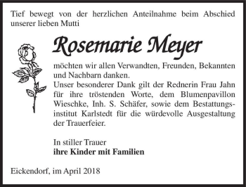 Traueranzeige von Rosemarie Meyer  von Magdeburger Volksstimme