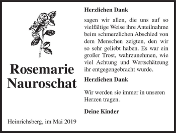 Traueranzeige von Rosemarie Nauroschat  von Magdeburger Volksstimme