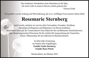 Traueranzeige von Rosemarie Sternberg  von Magdeburger Volksstimme