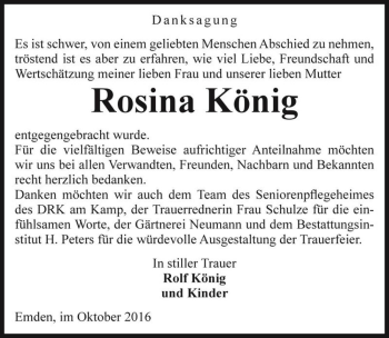 Traueranzeige von Rosina König  von Magdeburger Volksstimme