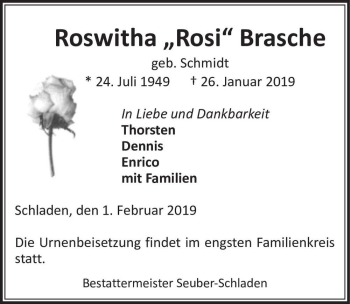 Traueranzeige von Roswitha ,,Rosi