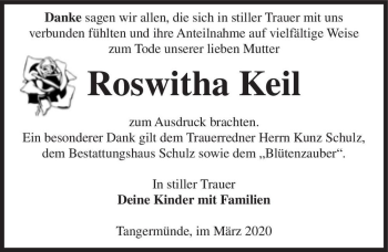 Traueranzeige von Roswitha Keil  von Magdeburger Volksstimme