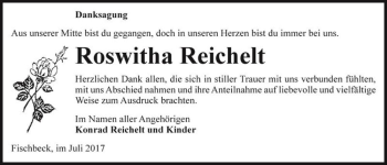 Traueranzeige von Roswitha Reichelt  von Magdeburger Volksstimme