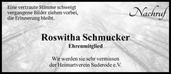 Traueranzeige von Roswitha Schmucker  von Magdeburger Volksstimme