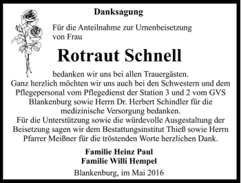 Traueranzeige von Rotraut Schnell  von Magdeburger Volksstimme