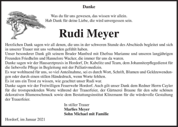 Traueranzeige von Rudi Meyer  von Magdeburger Volksstimme
