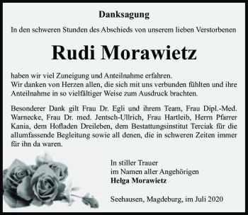 Traueranzeige von Rudi Morawietz  von Magdeburger Volksstimme