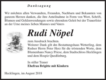 Traueranzeige von Rudi Nöpel  von Magdeburger Volksstimme