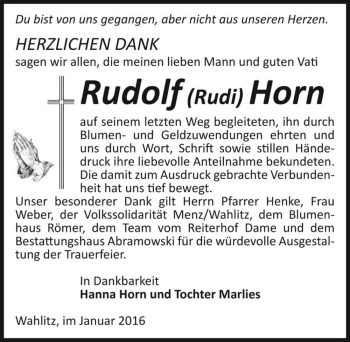 Traueranzeige von Rudolf 
