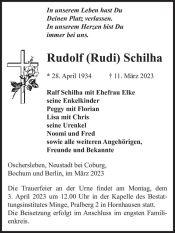 Traueranzeige von Rudolf 