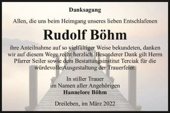 Traueranzeige von Rudolf Böhm  von Magdeburger Volksstimme