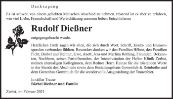 Traueranzeige von Rudolf Dießner  von Magdeburger Volksstimme