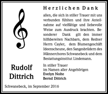 Traueranzeige von Rudolf Dittrich  von Magdeburger Volksstimme