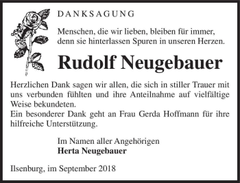 Traueranzeige von Rudolf Neugebauer  von Magdeburger Volksstimme