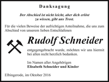 Traueranzeige von Rudolf Schneider  von Magdeburger Volksstimme