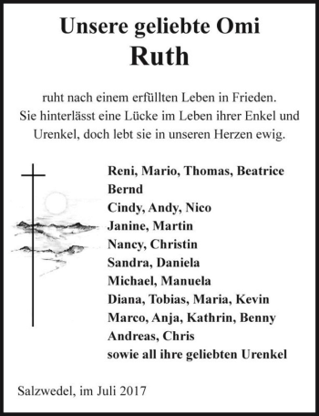 Traueranzeige von Ruth  von Magdeburger Volksstimme