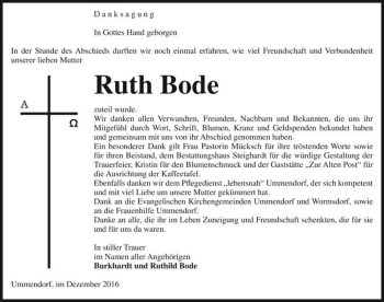 Traueranzeige von Ruth Bode  von Magdeburger Volksstimme