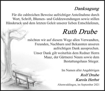 Traueranzeige von Ruth Drube  von Magdeburger Volksstimme