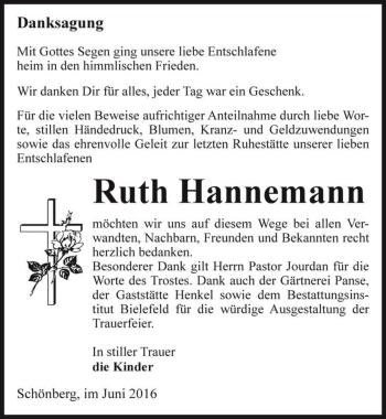 Traueranzeige von Ruth Hannemann  von Magdeburger Volksstimme