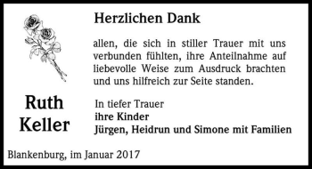 Traueranzeige von Ruth Keller  von Magdeburger Volksstimme