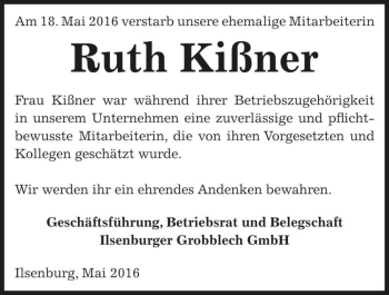 Traueranzeige von Ruth Kißner  von Magdeburger Volksstimme