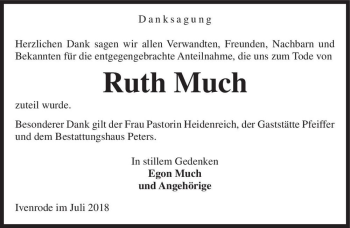 Traueranzeige von Ruth Much  von Magdeburger Volksstimme