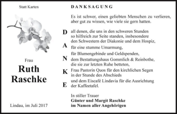 Traueranzeige von Ruth Raschke  von Magdeburger Volksstimme