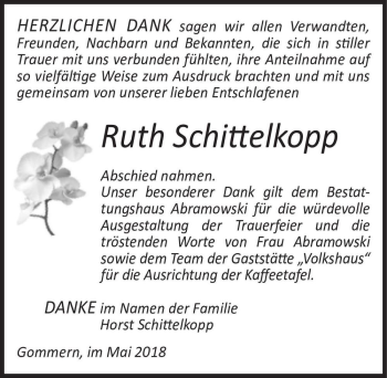 Traueranzeige von Ruth Schittelkopp  von Magdeburger Volksstimme