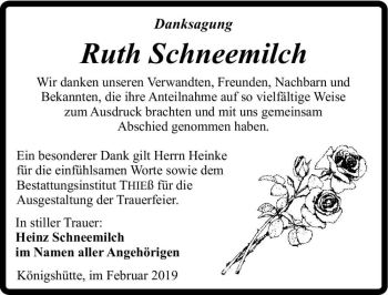 Traueranzeige von Ruth Schneemilch  von Magdeburger Volksstimme