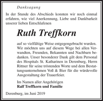Traueranzeige von Ruth Treffkorn  von Magdeburger Volksstimme