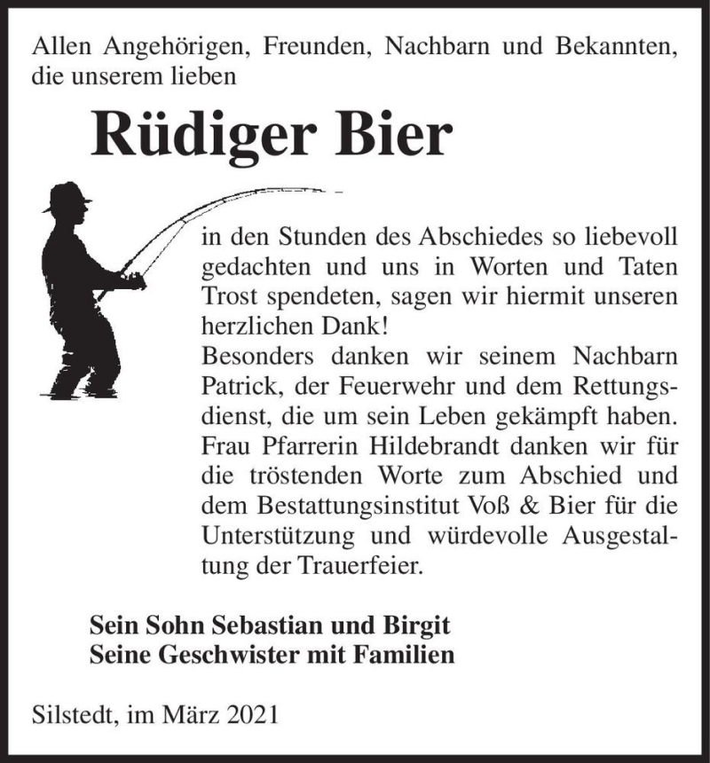  Traueranzeige für Rüdiger Bier  vom 03.04.2021 aus Magdeburger Volksstimme