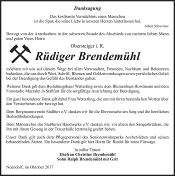 Traueranzeige von Rüdiger Brendemühl  von Magdeburger Volksstimme