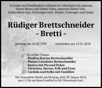 Traueranzeige von Rüdiger Brettschneider  von Magdeburger Volksstimme