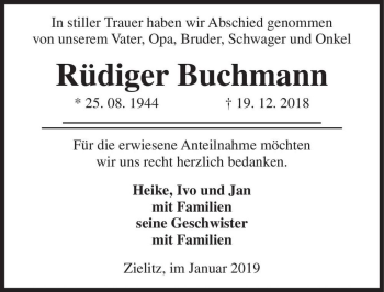 Traueranzeige von Rüdiger Buchmann  von Magdeburger Volksstimme
