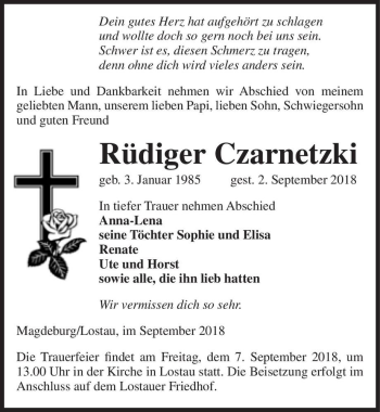 Traueranzeige von Rüdiger Czarnetzki  von Magdeburger Volksstimme
