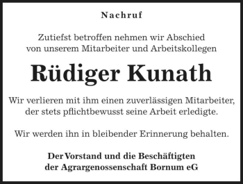 Traueranzeige von Rüdiger Kunath  von Magdeburger Volksstimme