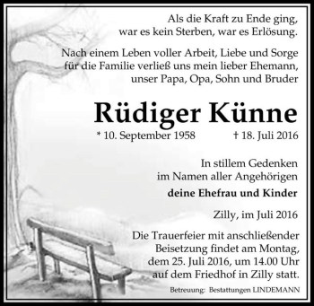 Traueranzeige von Rüdiger Künne  von Magdeburger Volksstimme