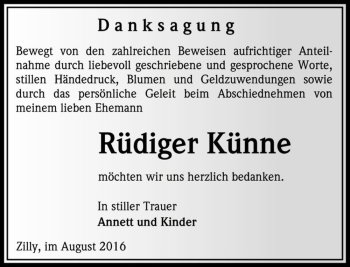 Traueranzeige von Rüdiger Künne  von Magdeburger Volksstimme