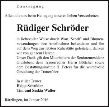 Traueranzeige von Rüdiger Schröder  von Magdeburger Volksstimme