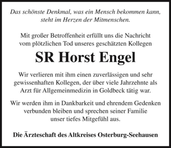 Traueranzeige von SR Horst Engel  von Magdeburger Volksstimme