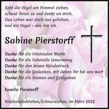 Traueranzeige von Sabine Pierstorff  von Magdeburger Volksstimme