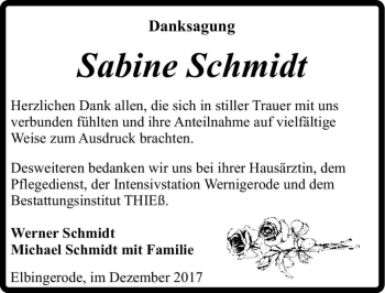 Traueranzeige von Sabine Schmidt  von Magdeburger Volksstimme