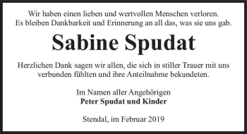 Traueranzeige von Sabine Spudat  von Magdeburger Volksstimme