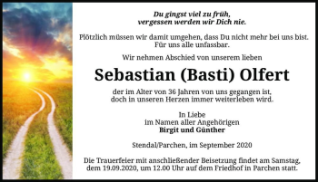 Traueranzeige von Sebastian 
