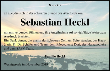 Traueranzeige von Sebastian Heckl  von Magdeburger Volksstimme