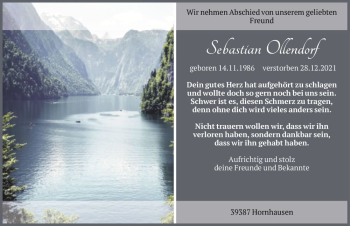 Traueranzeige von Sebastian Ollendorf  von Magdeburger Volksstimme