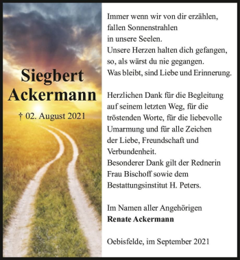 Traueranzeige von Siegbert Ackermann  von Magdeburger Volksstimme